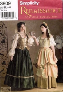 Disfraz Simplicity Renaissance Misses patrón 3809 talla 4-8 SIN CORTAR - Imagen 1 de 2