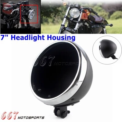 Carcasa de faros de 7" para Harley Dyna Sportster Softail Café Racer motocicleta Foto 1 de 4