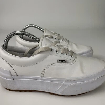 Vans Era Apiladas Mujer Talla 8.5/Hombre Talla 7 Blanco Cuero Tenis Informales Plataforma Foto 1 de 4