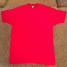 4 Vintage 80s Fruit of the Loom Red Pocket T Shirts Mens Size XL Single Stitch