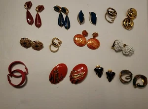 Vintage Konvolut Emaille & goldfarbene Ohrclips  - Bild 1 von 7