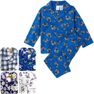 KIDS FLANNELETTE PYJAMAS PJs Boys Girls Flannel Pajamas Pyjama Winter Set PJ - Picture 1 of 12
