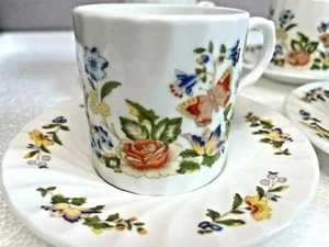 AYNSLEY COTTAGE GARDEN 4 TAZAS PEQUEÑAS DE CAFÉ (ESPRESSO) Y PLATILLOS - Imagen 1 de 8