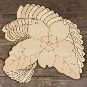 10x Wooden Primrose Flower Head and Leaves Accurate Craft Shape 3mm Ply Plants - Picture 1 of 4