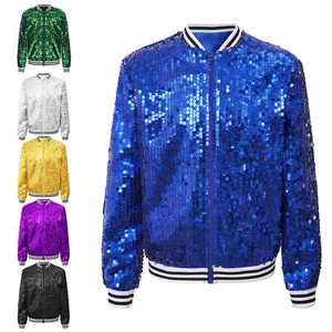 Kids Girls Coat Stylish Baseball Jackets Hip-Hop Outerwear Front Zip Up Shiny - Picture 1 of 63