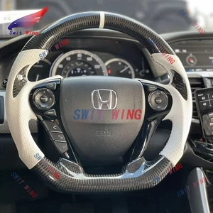 Real Carbon Fiber Steering Wheel Fits Honda Accord 9th 2013-2017 - Picture 1 of 4