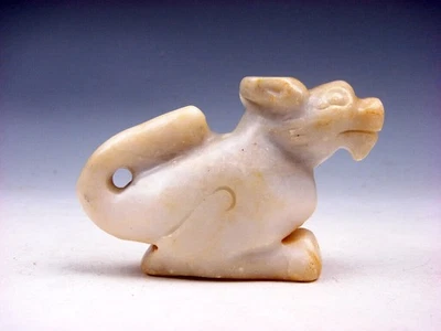 Antigua escultura tallada en piedra de jade nefrita cola rizada foo perro león #08062305 Foto 1 de 4