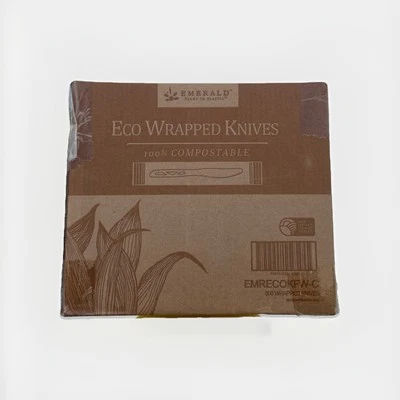 Cuchillos compostables Eco Wrap 500 quilates | Envueltos individualmente ecológicos Foto 1 de 4