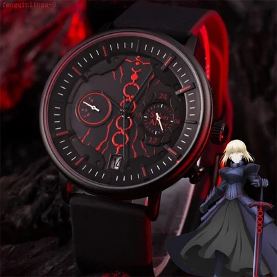 Anime Fate Stay Night Heaven's Feel Saber Alter relógio de energia solar data de exibição - Imagem 1 de 4