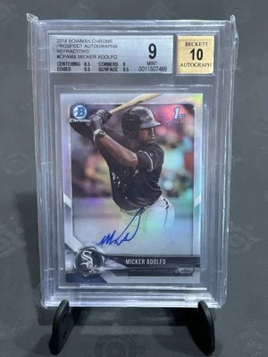 2018 Chrome Prospect Autograph Micker Adolfo #CPA-MA BGS 9 MINT Auto 10 - Image 1 of 2