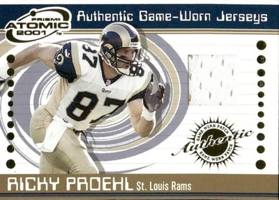 2001 ATOMIC RICKY PROEHL NFL GAME USED JERSEY PATCH CARD - Image 1 of 2