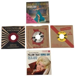 Doris Day Record Lot 7 Vinyl 45s Movie Vocalist Singer Pillow Talk 1950s 1960s - Picture 1 of 7