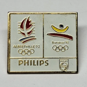 Vintage ALBERTVILLE '92 & BARCELONA '92 OLYMPIC GAMES PHILIPS Enamel Pin Badge - Picture 1 of 4