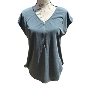 Green Envelope -1627 Los Angeles Top Damen klein blau grau V-Ausschnitt Reißverschluss Small - Bild 1 von 7