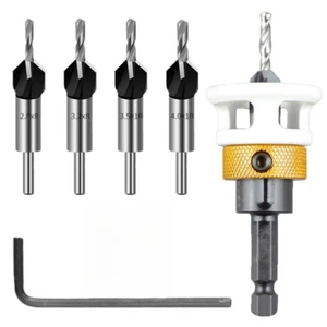 Hex Shank Carbide Countersink Drill Bit Set for Precision Depth Control - Photo 1/6