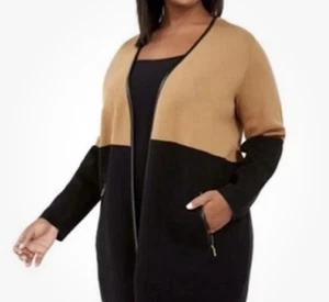 CHARTER CLUB MILANO VORNE OFFEN FARBBLOCK SALZIGE NUSS CARDIGAN ÜBERGRÖSSE 2X - Bild 1 von 8