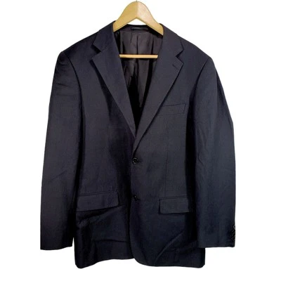 Blazer italiano Emporio Abbigliamento 42R Super 150 para hombre azul lana de un solo pecho Foto 1 de 4