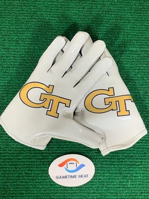 阿迪达斯 Adizero Georgia Tech 黄色夹克游戏橄榄球手套灰色金色 XL — 第 1/4 张图片