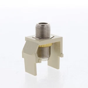 Leviton Ivory Quickport Nickel F-Type Coaxial Cable Connector Jack 40731-BI - Picture 1 of 8