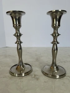 2er Set Kerzenständer Metall Silber 7" Höhe - Bild 1 von 6