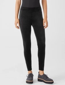 Pantalones de vestir Eileen Fisher Petites PP negros elásticos de terciopelo tejido 2P 4P - Imagen 1 de 20