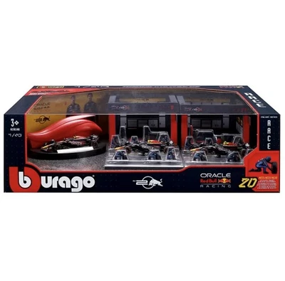 Burago RED BULL 1:43 Formula 1 Deluxe Pit Set - Garages / Pit Crew / 3 x F1 Cars - Image 1 of 2