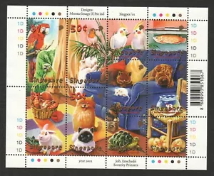 SINGAPORE 2001 PETS (SINGPEX 2001) SOUVENIR SHEET OF 10 STAMPS SC#980 IN MINT - Picture 1 of 3