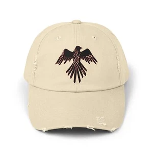 Nordic Raven Distressed Cap Crow Celtic Viking Motorcycle Logo DTF Printed - Picture 1 of 23