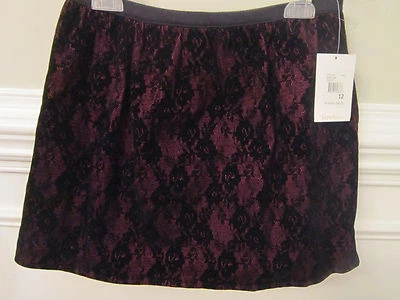 NEW KC PARKER Black Velvet Skirt Lace Design Dressy Formal Church Girl’s Size 12 - Image 1 of 2