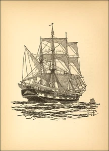 Nuevo barco de corteza ballenera Bedford estampado vintage 1924 barco 1850 vela marítimo - Imagen 1 de 3