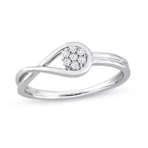 Solid 950 Platinum Lab-Grown Round Cut 0.10CT Diamonds Loop Design Promise Ring - Picture 1 of 8