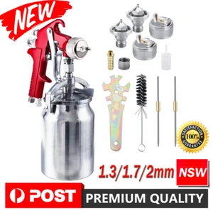 Suction Feed Air Spray Paint Gun 1.3mm 1.7mm2mm Stainless Nozzle 1000ml Capacity - Picture 1 of 11