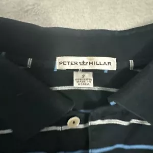 Peter Millar Golf Men's Polo Shirt Black Striped Size Small - Picture 1 of 5
