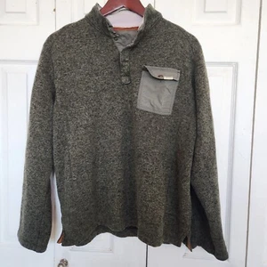 Woolrich Herren Pullover 1/4 Knopf Pulli Größe M mit Tasche meliert grün - Bild 1 von 13