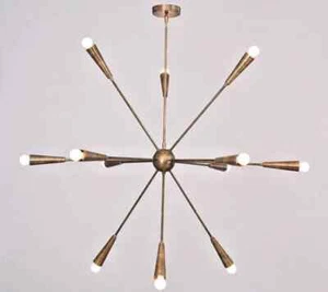 12 Light Stilnovo Style Raw Brass chandelier light Customize Finish Ceiling Lamp - Picture 1 of 4