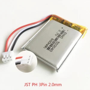 Batería recargable Lipo de 3,7 V 600mAh 503040 JST 3 pines PH 2,0 mm fuente de alimentación - Imagen 1 de 10