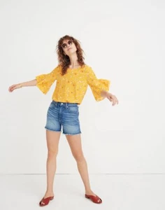 Women Madewell Silk Ruffle Sleeve Top In Painted Carnations SIZE XXL  - Picture 1 of 5