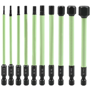 10Pcs 1/4" Metric S2 Alloy Steel Hex Head Allen Wrench Drill Bit Magnetic Tip - Picture 1 of 10