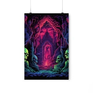 Gates of Hell Trippy Blacklight Premium Matte Vertical Poster - Picture 1 of 17