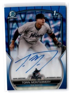 2023 Bowman Chrome Prospect Autographs Blue RayWave Refractor Torin Montgomery