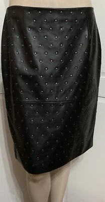 Новый с Ярлыками Lanvin Paris черный нуар пистолет металлический с заклепками ягненка кожи SZ 40 США 8 юбка - Изображение 1 из 4