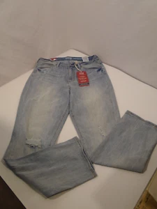 Y2K Levi's Signature Misses High Rise Slim  Blue Jeans Size US 12 Distressed - Picture 1 of 7