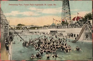 Tarjeta postal de piscina Forest Park Highlands St. Louis Missouri c1911 - Imagen 1 de 2