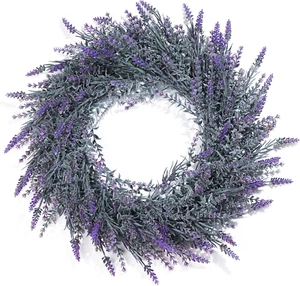 Lavender Wreaths for Front Door, 18Inch Artificial Farmhouse Wreaths for Wall Wi - Picture 1 of 12