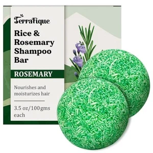 Barra de champú de agua de arroz con extracto de romero y manteca de karité - 3,5 OZ - Paquete de 2 - Imagen 1 de 7