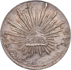 Mexico Silver 8 Reales 1877-Ca EA Chihuahua Mint. PCGS AU-58! Super nice coin! - Picture 1 of 6
