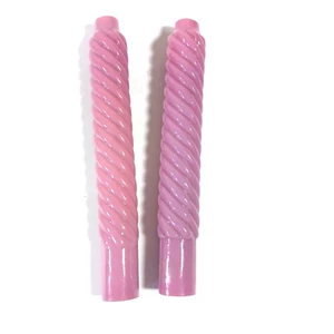 2 Antique Pink Opaque Glass Chandelier Faux Candle Insert Cover Twisted Part #3 - Picture 1 of 4