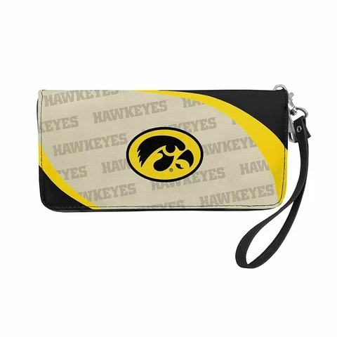 NEW! IOWA HAWKEYES "CURVE" ZIP ORGANIZER WALLET WRISTLET LICENSED Cover