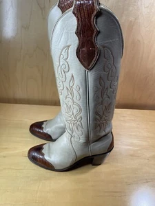 Justin Women's sz 5 B Vintage Cowgirl Boots L 4430 Tall Tan Blonde Leather - Picture 1 of 10