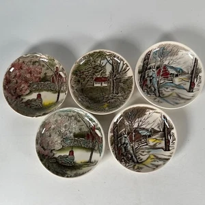Johnson Brothers Mixed set of 5 Coasters Butter 4" dish Stone Wall, Barn, Snow - Picture 1 of 7